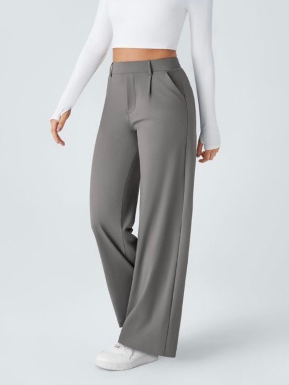 Halara Flex DayStretch High Waisted Pocket Work Pant Black Silent Storm Gray L
